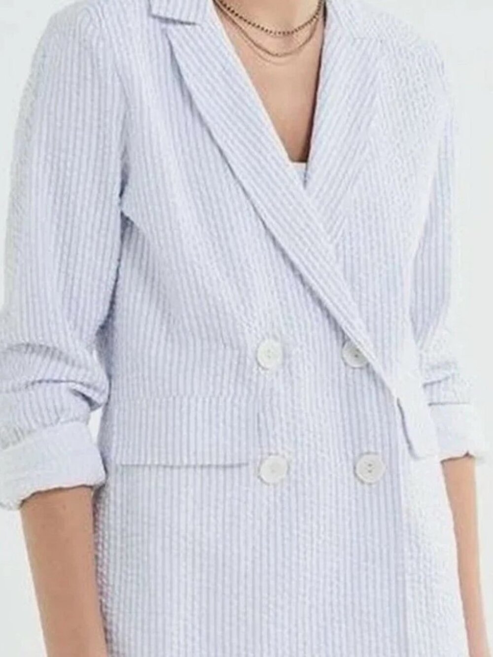 Urban Outfitters Blue/White Seersucker Blazer l